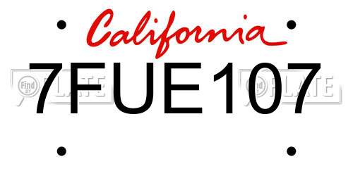 7FUE107 California License Plate