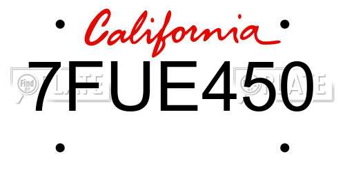 7FUE450 California License Plate