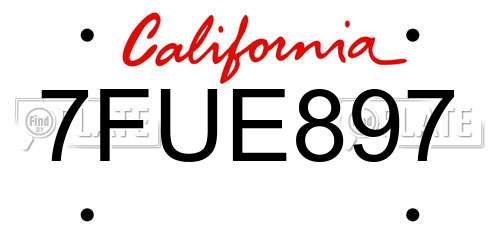 7FUE897 California License Plate