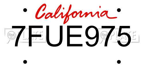 7FUE975 California License Plate