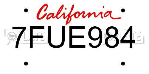 7FUE984 California License Plate