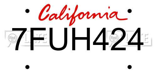 7FUH424 California License Plate