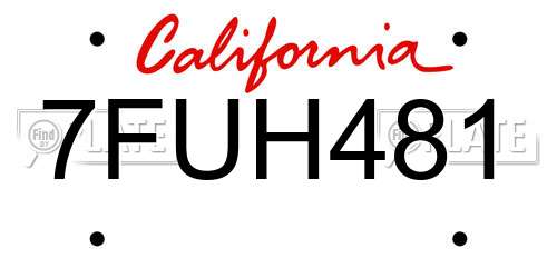 7FUH481 California License Plate