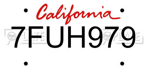 7FUH979 California License Plate