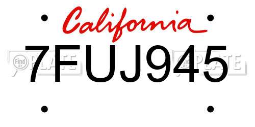 7FUJ945 California License Plate