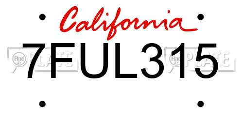 7FUL315 California License Plate