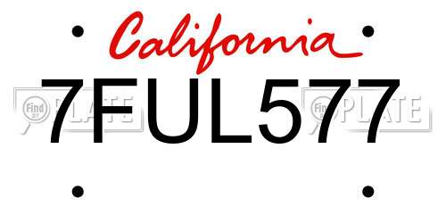 7FUL577 California License Plate