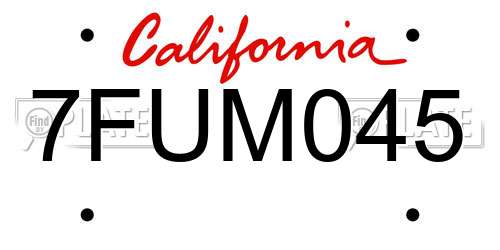 7FUM045 California License Plate