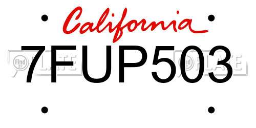 7FUP503 California License Plate