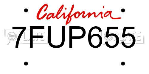 7FUP655 California License Plate