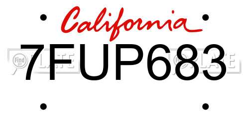 7FUP683 California License Plate