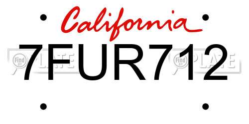 7FUR712 California License Plate