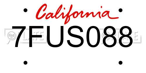 7FUS088 California License Plate