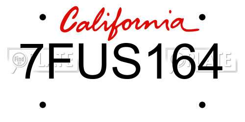 7FUS164 California License Plate