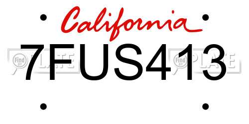 7FUS413 California License Plate