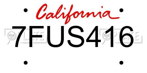 7FUS416 California License Plate