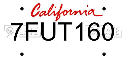 7FUT160 California License Plate
