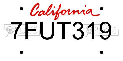 7FUT319 California License Plate