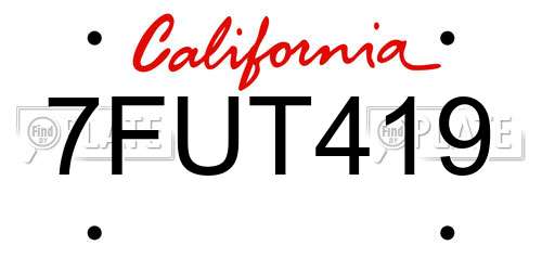 7FUT419 California License Plate