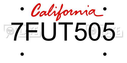 7FUT505 California License Plate