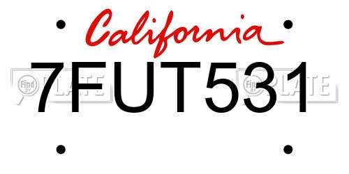 7FUT531 California License Plate