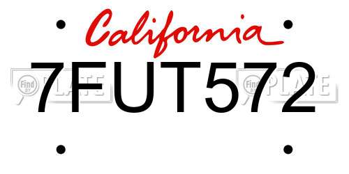 7FUT572 California License Plate