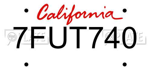 7FUT740 California License Plate