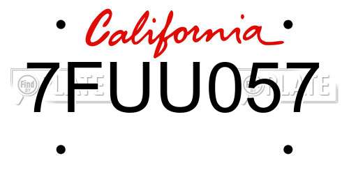 7FUU057 California License Plate