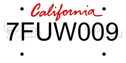 7FUW009 California License Plate