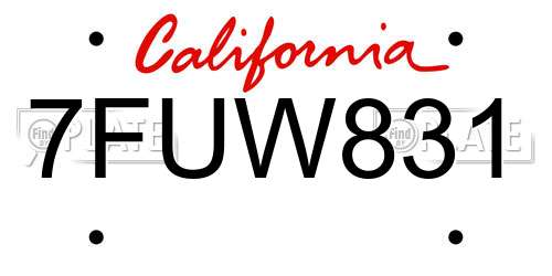 7FUW831 California License Plate