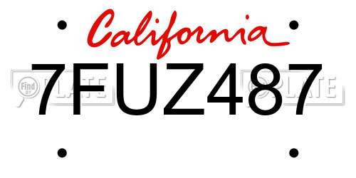 7FUZ487 California License Plate