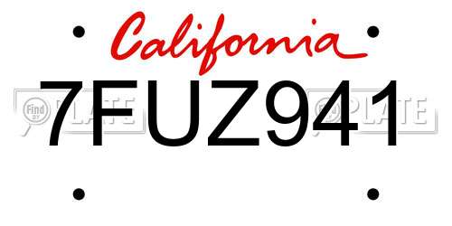 7FUZ941 California License Plate