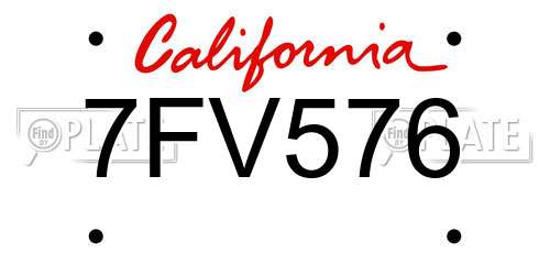 7FV576 California License Plate