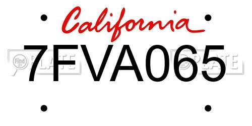 7FVA065 California License Plate