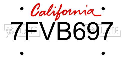 7FVB697 California License Plate