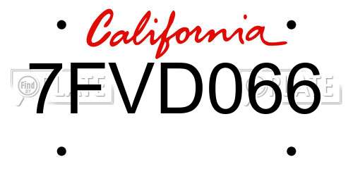 7FVD066 California License Plate
