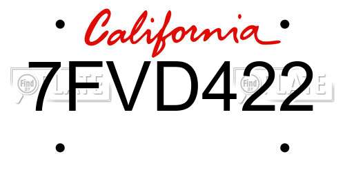 7FVD422 California License Plate