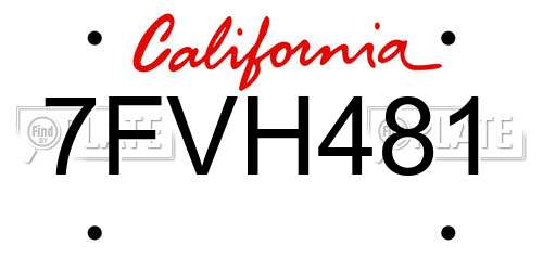 7FVH481 California License Plate