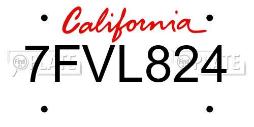 7FVL824 California License Plate