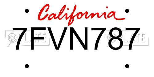 7FVN787 California License Plate