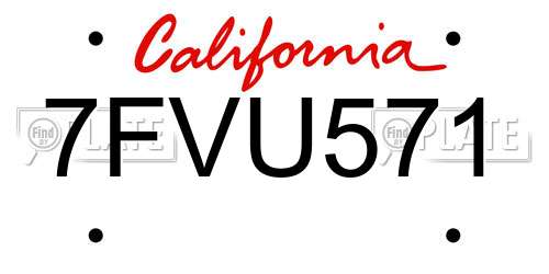 7FVU571 California License Plate