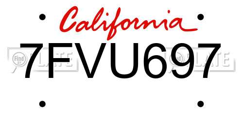 7FVU697 California License Plate