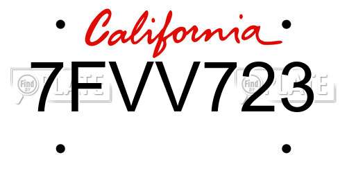 7FVV723 California License Plate