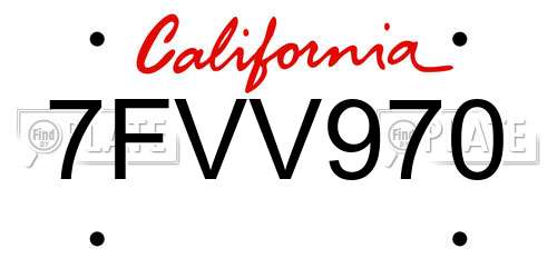 7FVV970 California License Plate