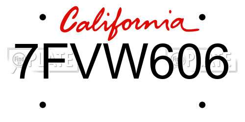 7FVW606 California License Plate