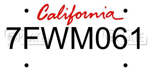 7FWM061 California License Plate