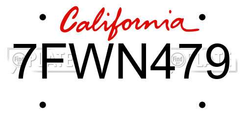 7FWN479 California License Plate