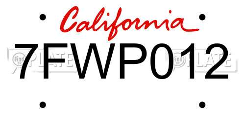 7FWP012 California License Plate