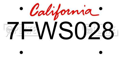 7FWS028 California License Plate