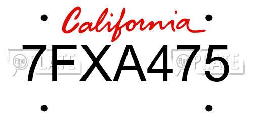 7FXA475 California License Plate